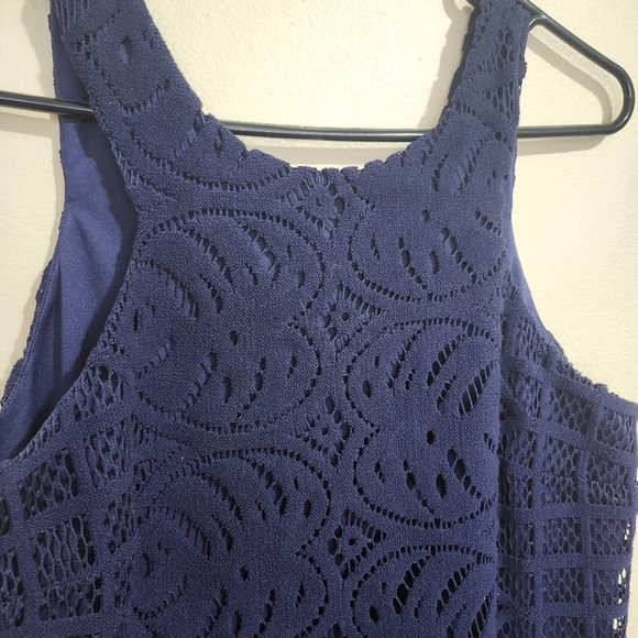 Lilly Pulitzer Mango Shift Dress True Navy Leafy Palm Lace Size M Sleeveless - Picture 9 of 12